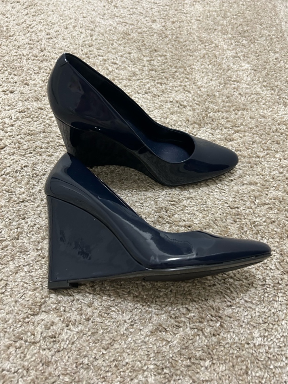 LAUREN Ralph Lauren Navy Patent Leather Wedges